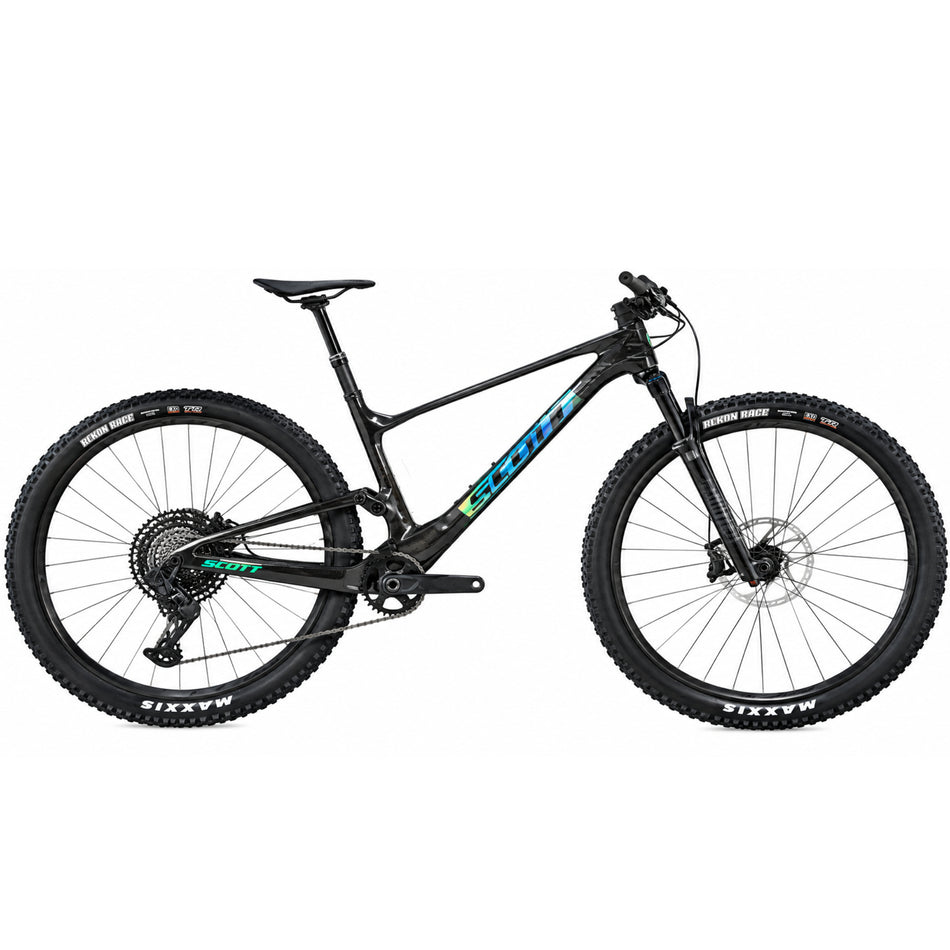 Mountain bike da cross-country Scott Spark RC Team 2026 nella livrea Cream Green e Carbon Black. In risalto il telaio in carbonio HMF con ammortizzatore integrato, forcella RockShox SID, cambio elettronico SRAM S1000 AXS e componentistica Syncros.